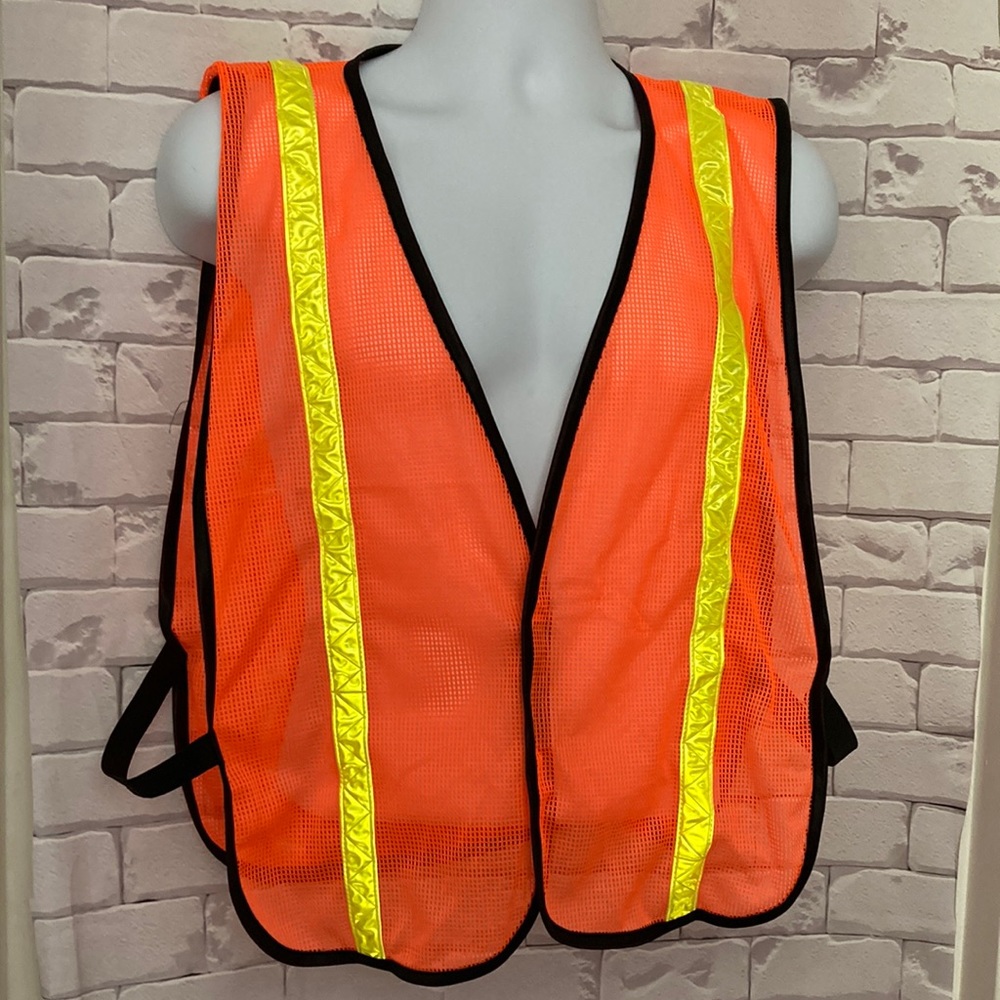 Unisex safety vest with reflective stripes.
